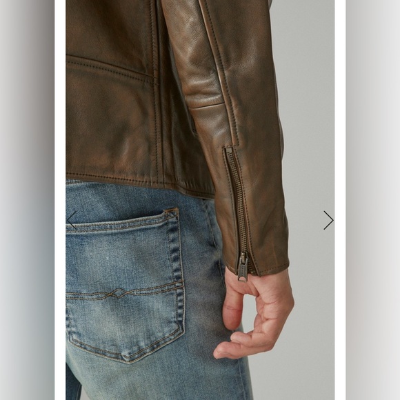 EUC • Lucky Brand • Washed Leather Bonneville Jacket • Dark Brown • Medium - Picture 4 of 9
